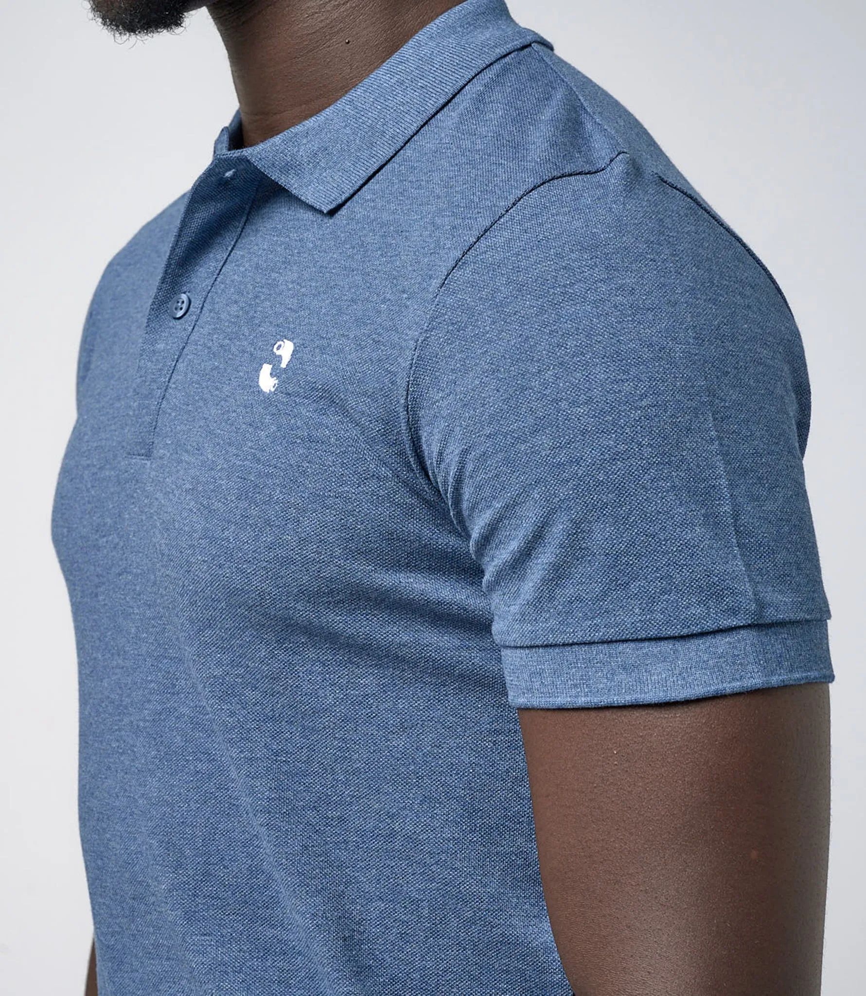 Omnitau Men's Prime Organic Cotton Short Sleeve Polo Shirt - Dark Heather Blue