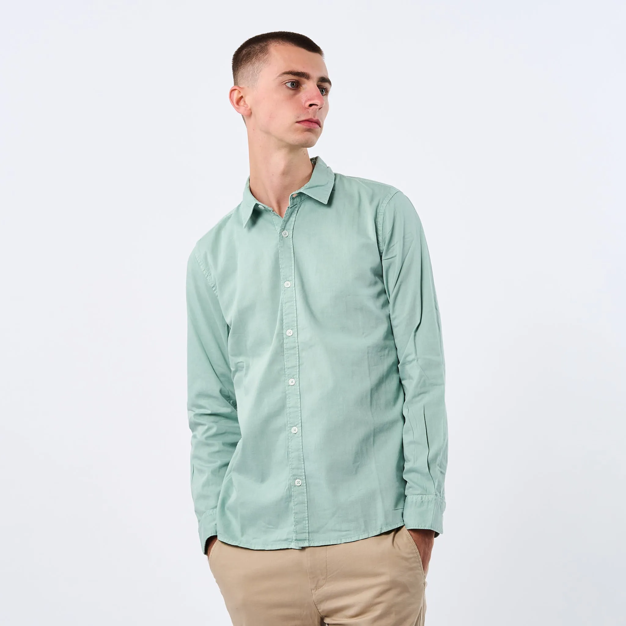 Omnitau Men's Varsity Organic Cotton Collared Shirt - Mid Green