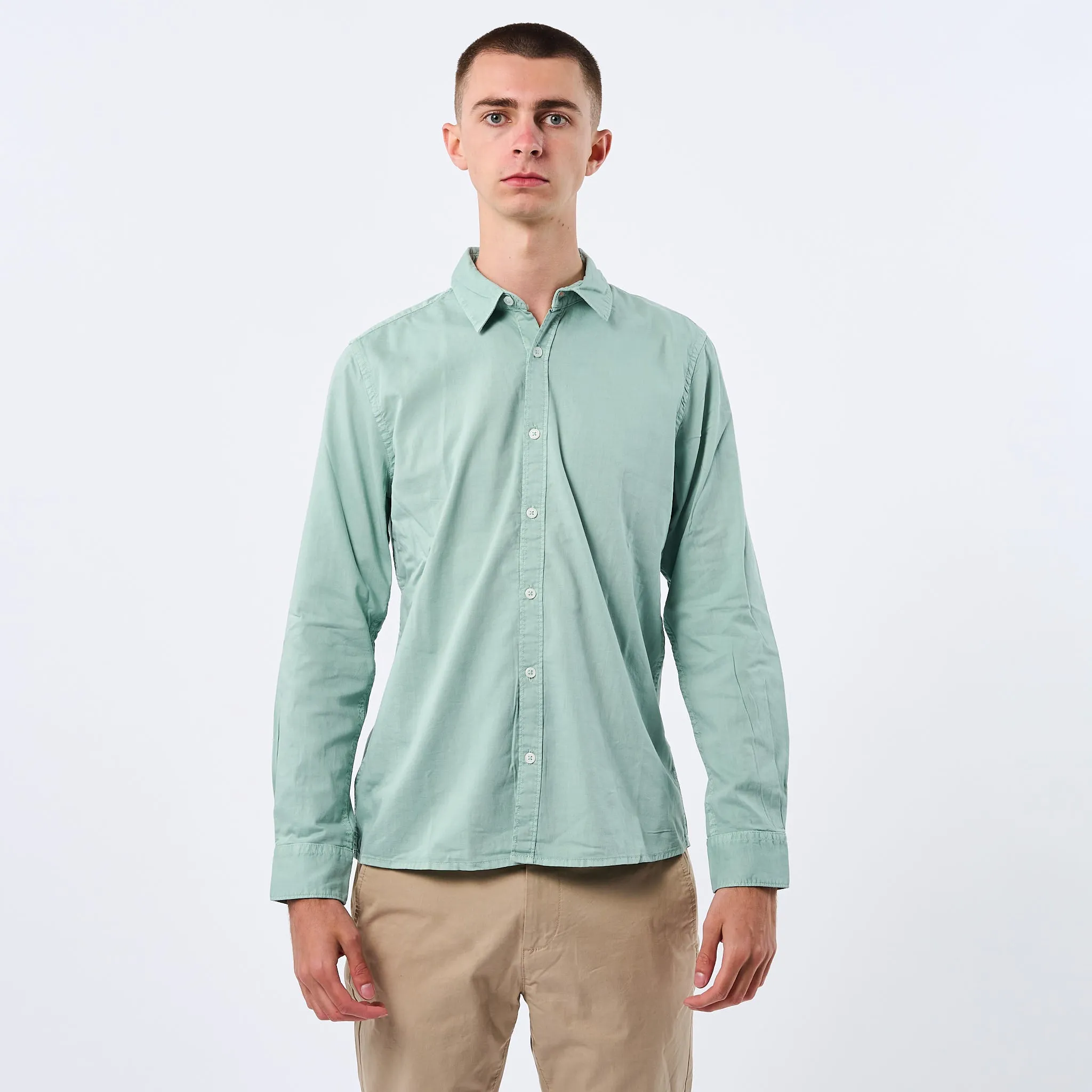 Omnitau Men's Varsity Organic Cotton Collared Shirt - Mid Green