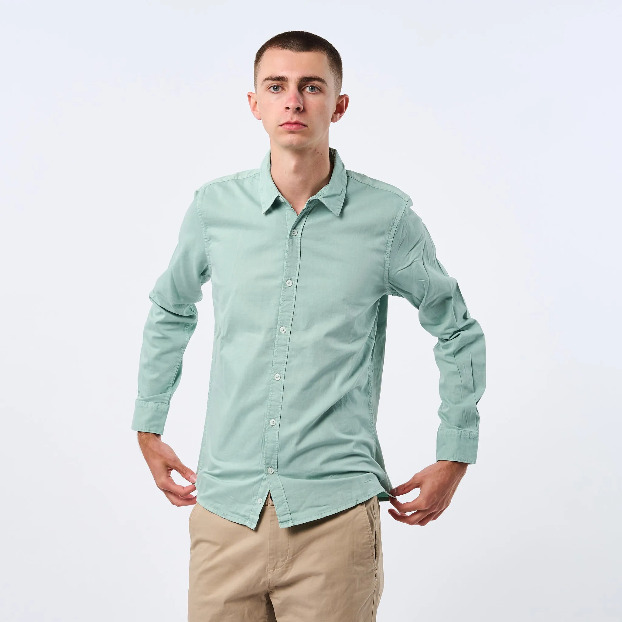 Omnitau Men's Varsity Organic Cotton Collared Shirt - Mid Green