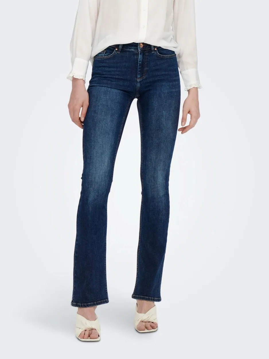 Onlblush Mid Flared Dnm Tai021 Noos - Blue Denim