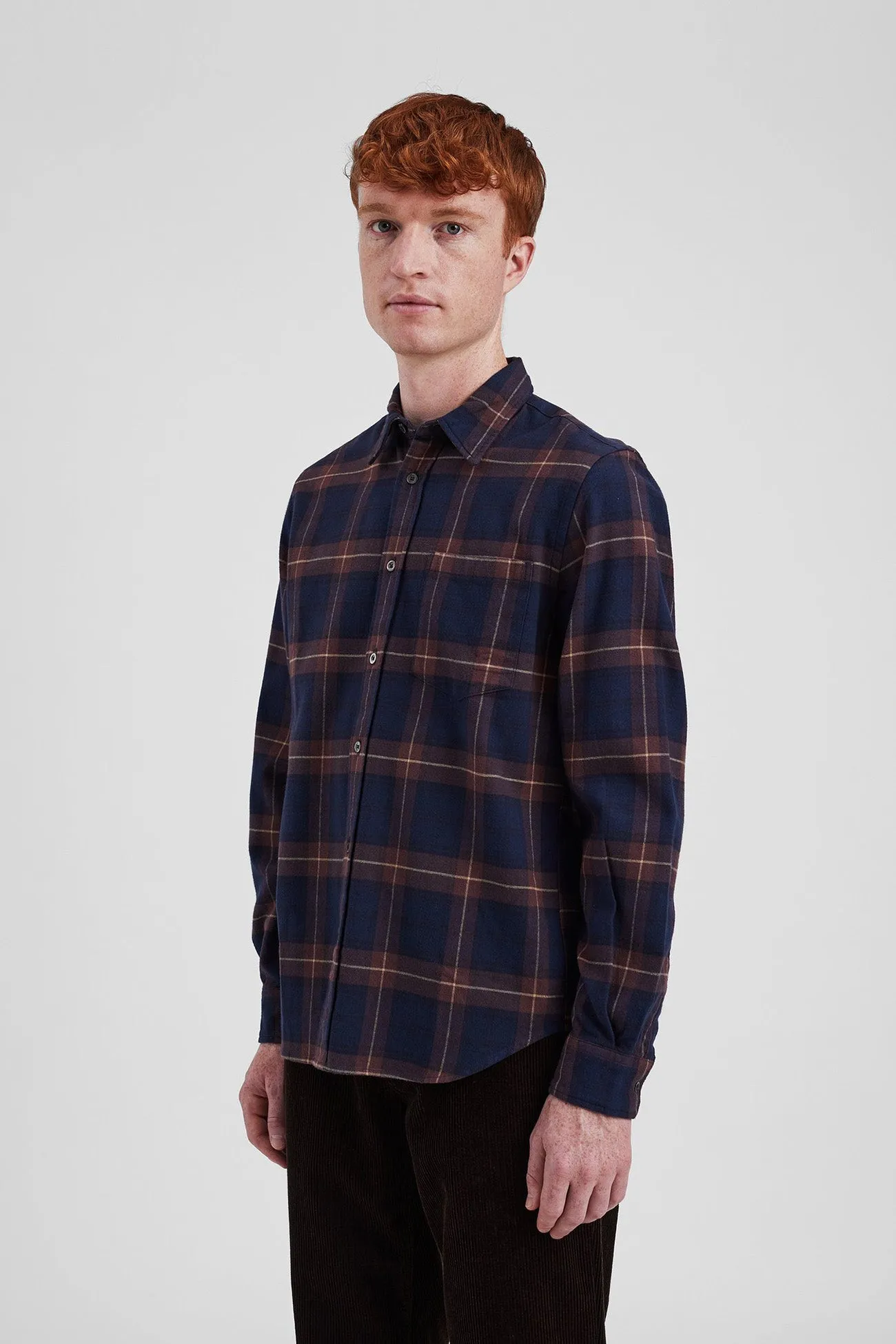 Osvald Organic Flannel Check Shirt - Wine Red