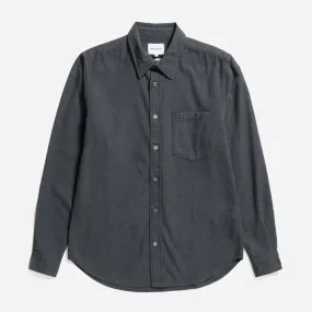 Osvald Organic Flannel Shirt - Charcoal Melange