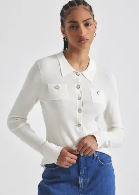 Pansy Henley Top - Blanc de Blanc