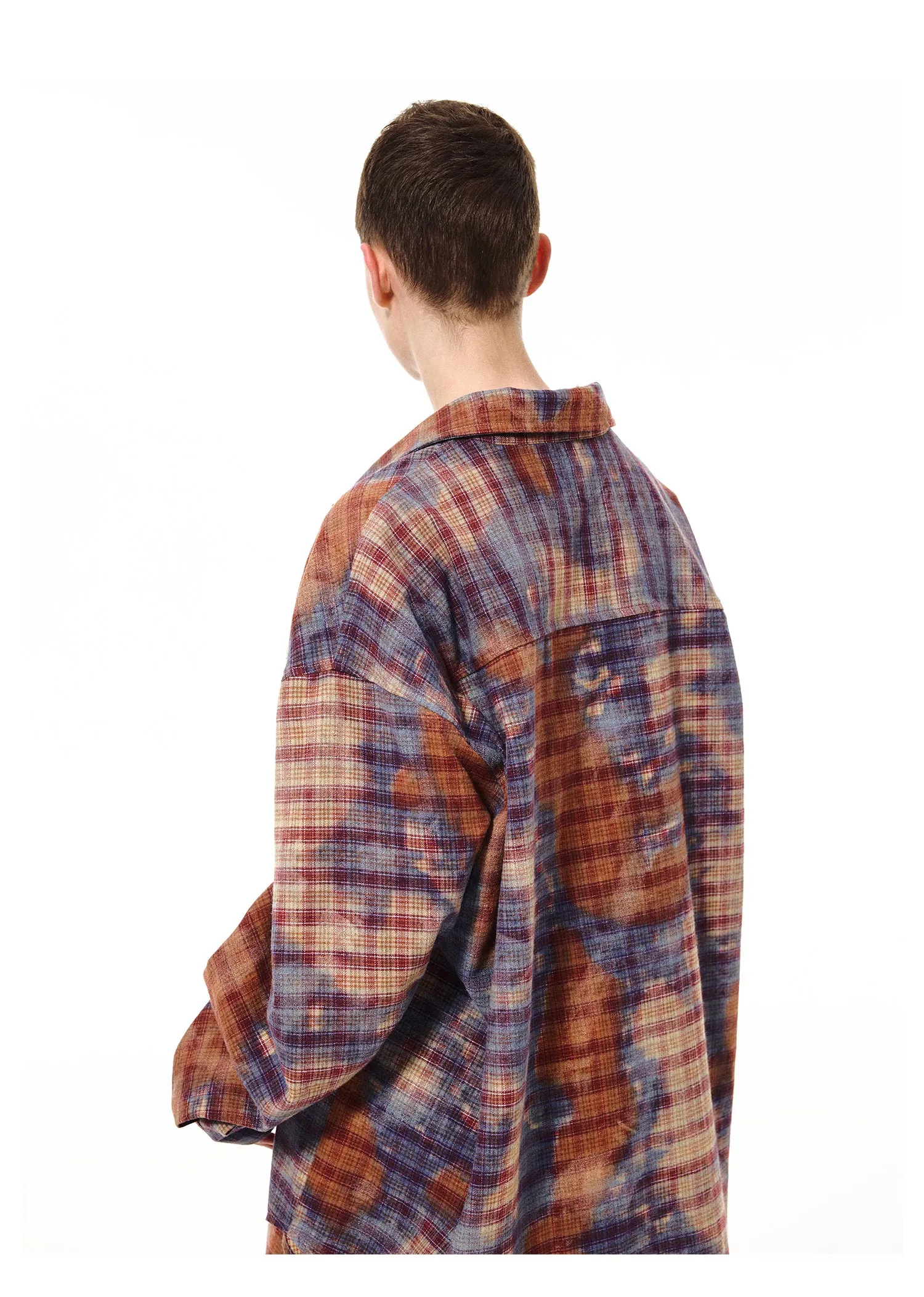 Plaid neutral large casual shirt