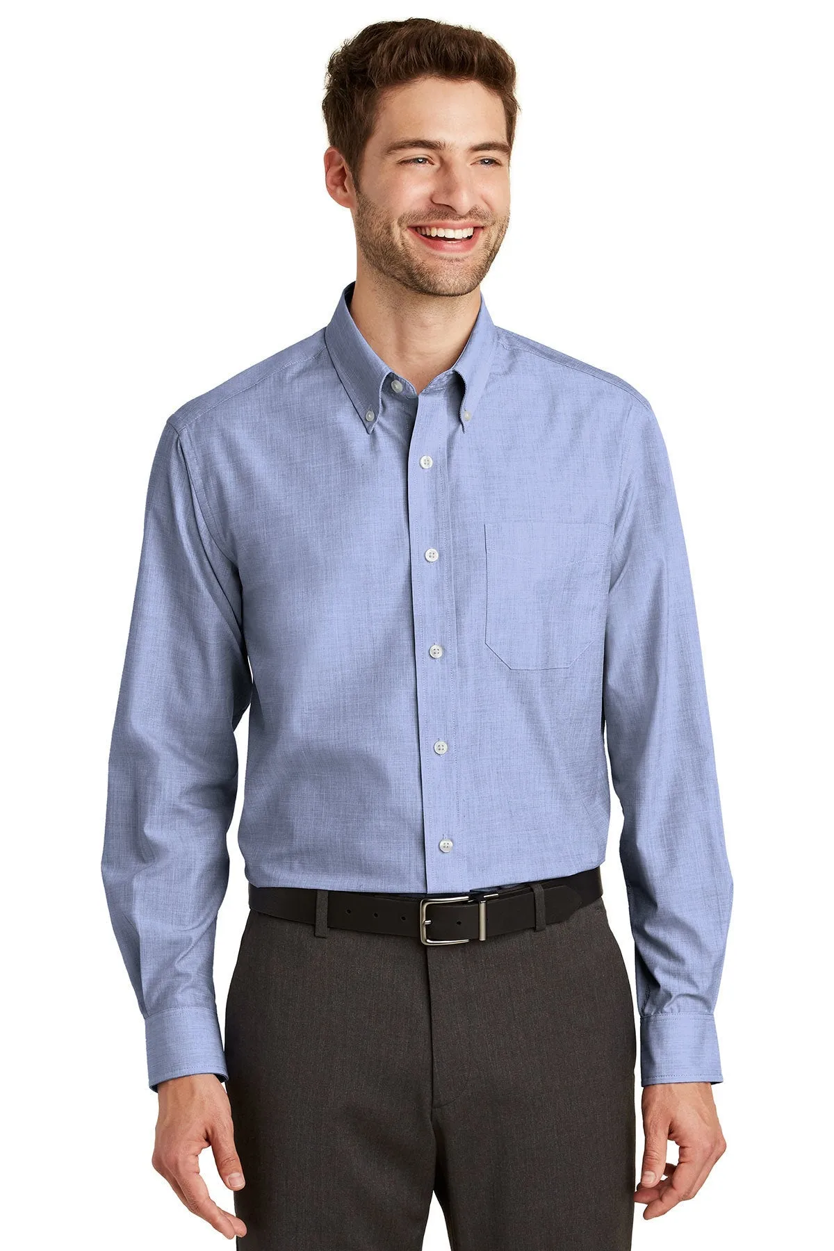 Port Authority Crosshatch Easy Care Custom Shirts, Chambray Blue