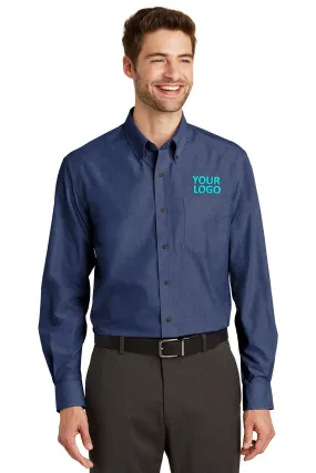 Port Authority Crosshatch Easy Care Custom Shirts, Deep Blue