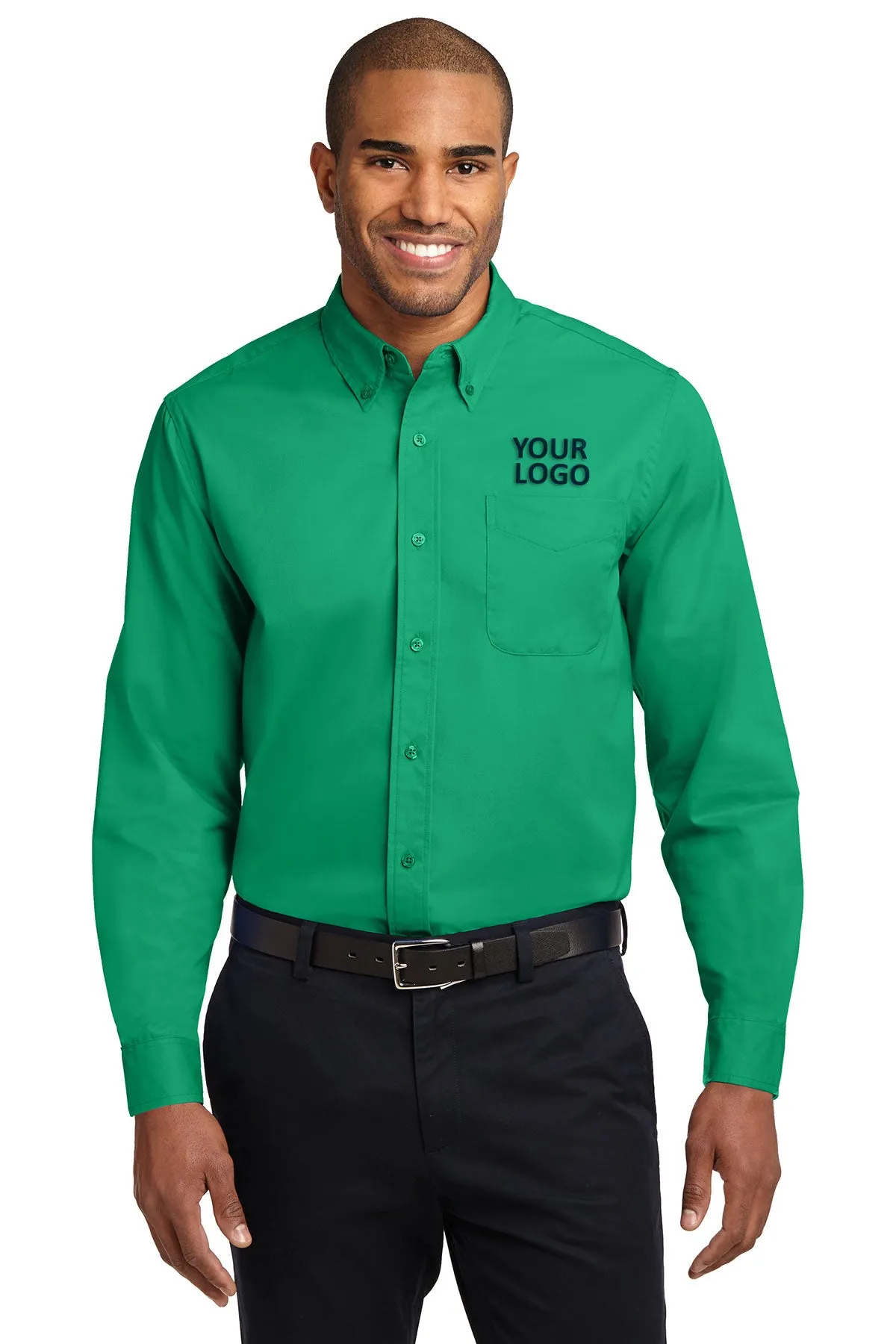 Port Authority Extended Size Easy Care Branded Shirts, Court Green