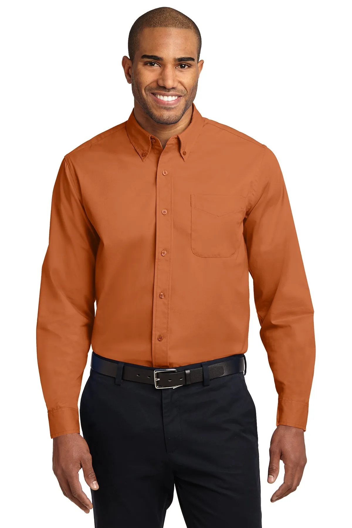 Port Authority Extended Size Easy Care Branded Shirts, Texas Orange/Light Stone