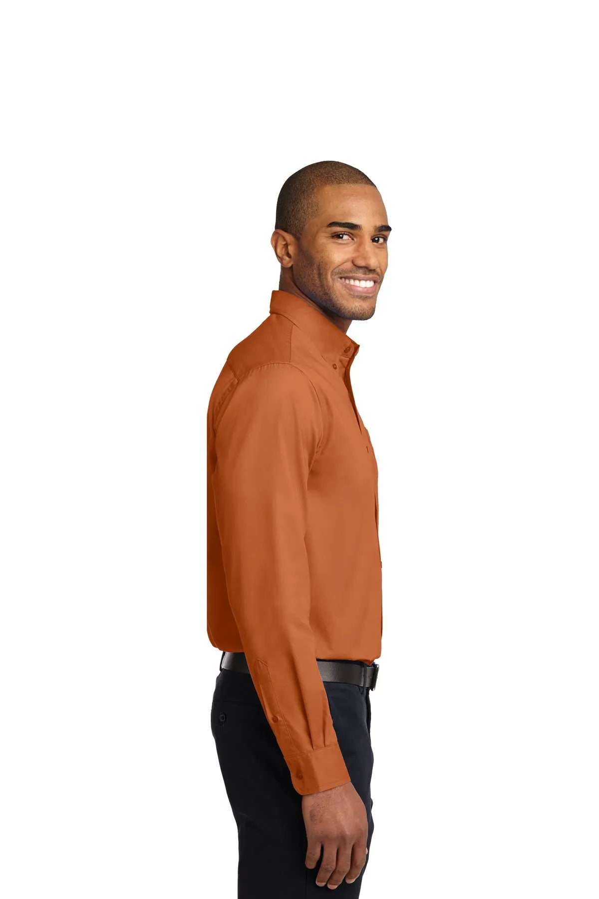 Port Authority Extended Size Easy Care Branded Shirts, Texas Orange/Light Stone