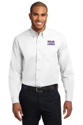 Port Authority Extended Size Easy Care Branded Shirts, White/ Light Stone