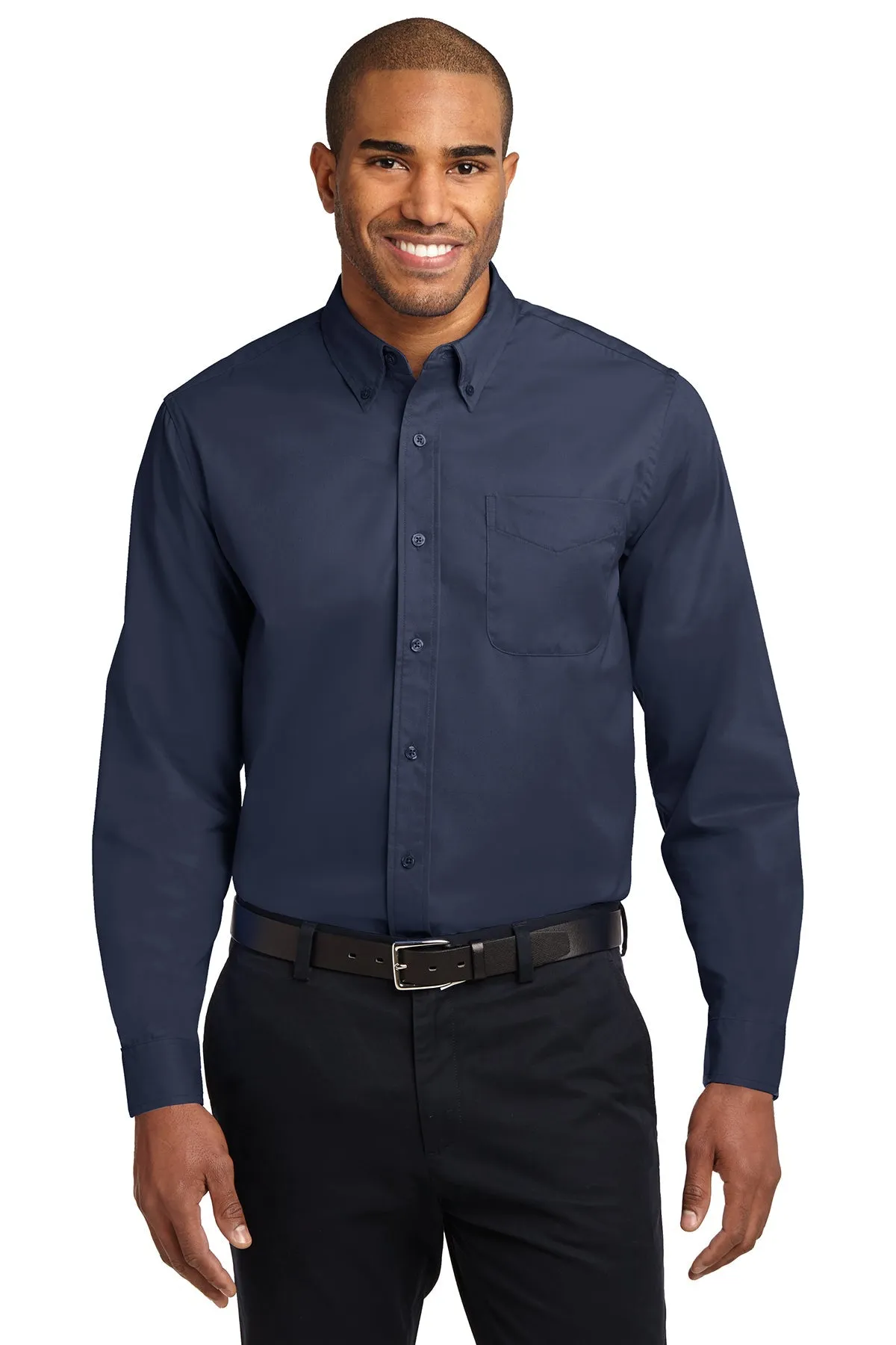 Port Authority Extended Size Easy Care Custom Shirts, Navy/Light Stone