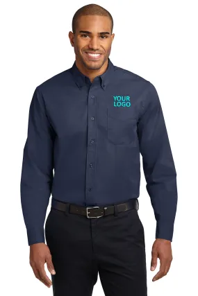 Port Authority Extended Size Easy Care Custom Shirts, Navy/Light Stone