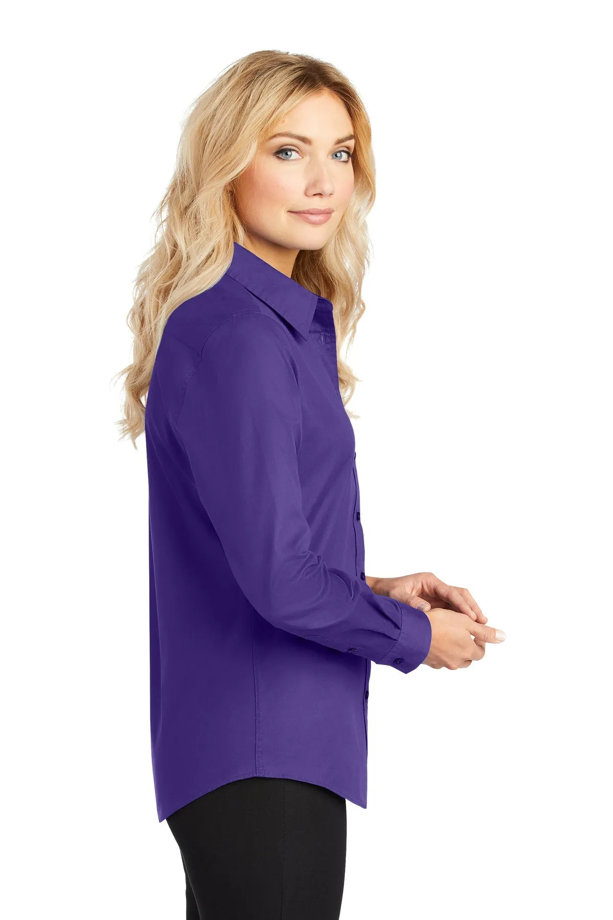 Port Authority Ladies Branded Easy Care Shirts, Purple/Light Stone