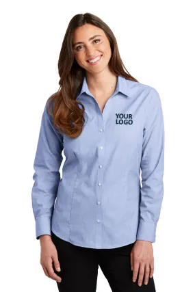 Port Authority Ladies Crosshatch Easy Care Branded Shirts, Chambray Blue