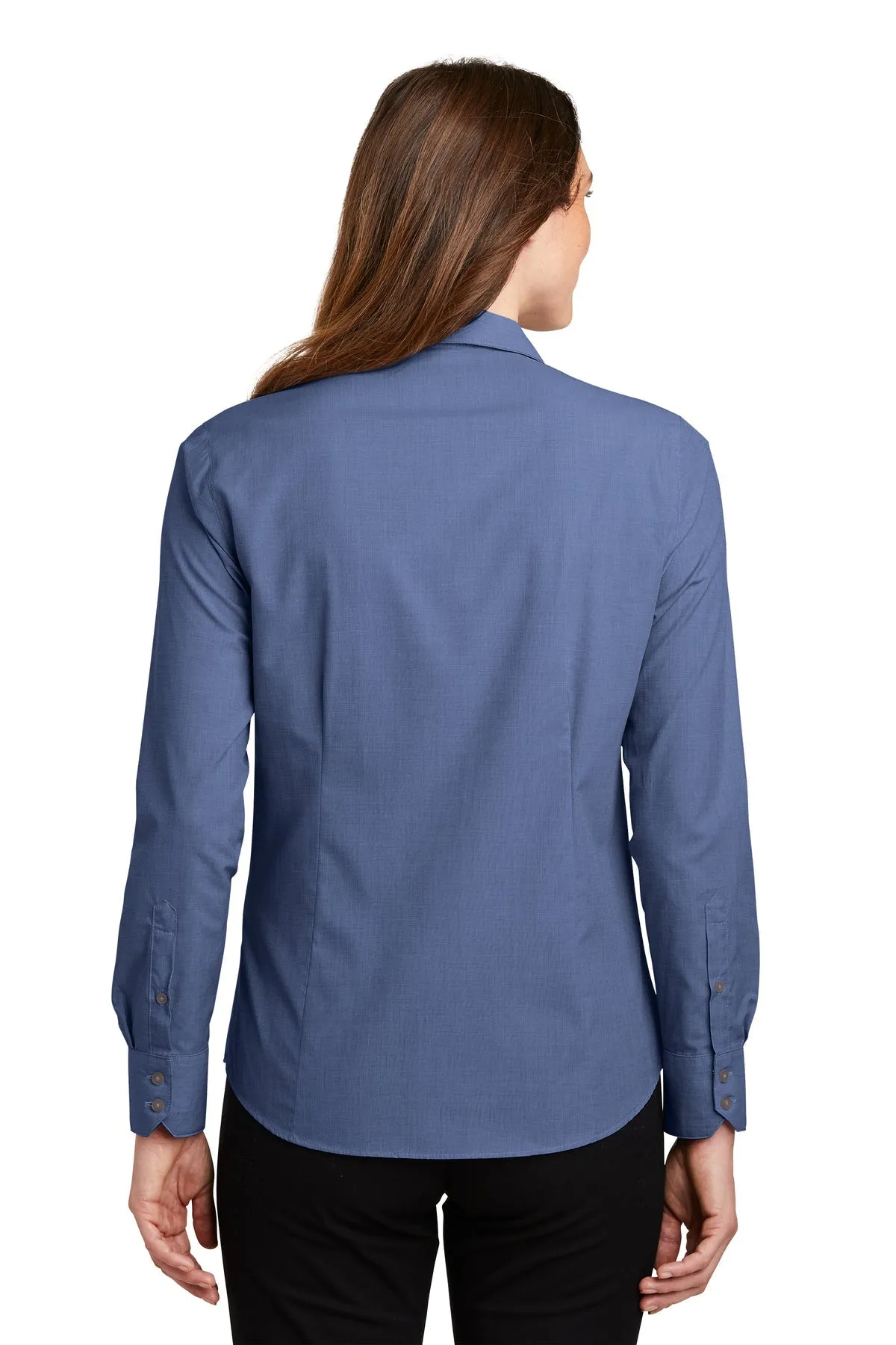 Port Authority Ladies Crosshatch Easy Care Custom Shirts, Deep Blue