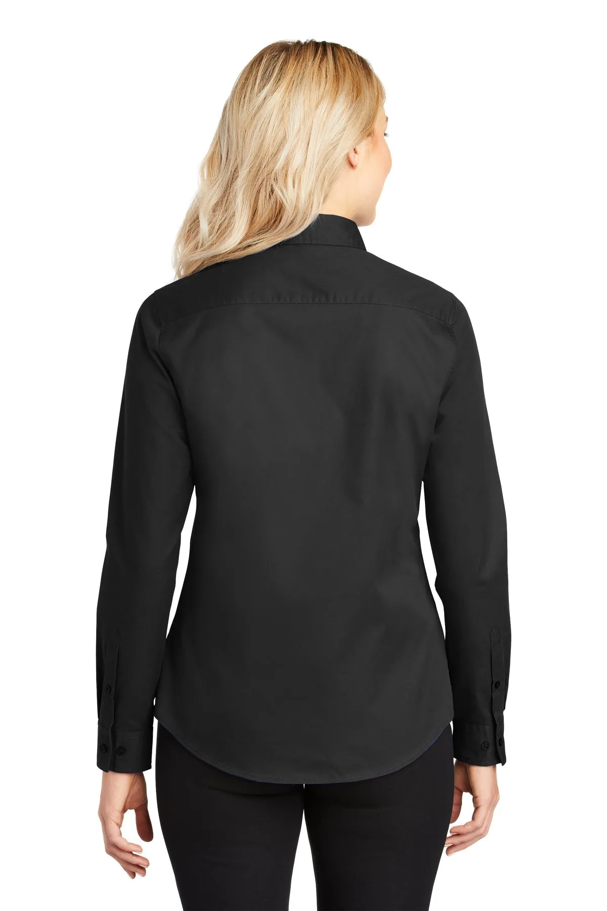 Port Authority Ladies Custom Easy Care Shirts, Black/ Light Stone