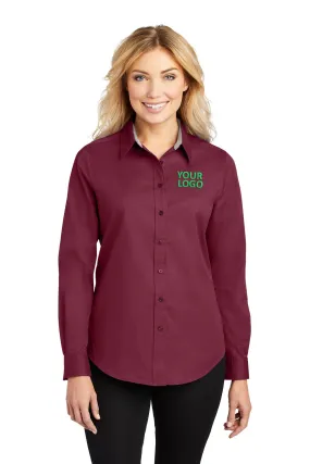 Port Authority Ladies Custom Easy Care Shirts, Burgundy/Light Stone