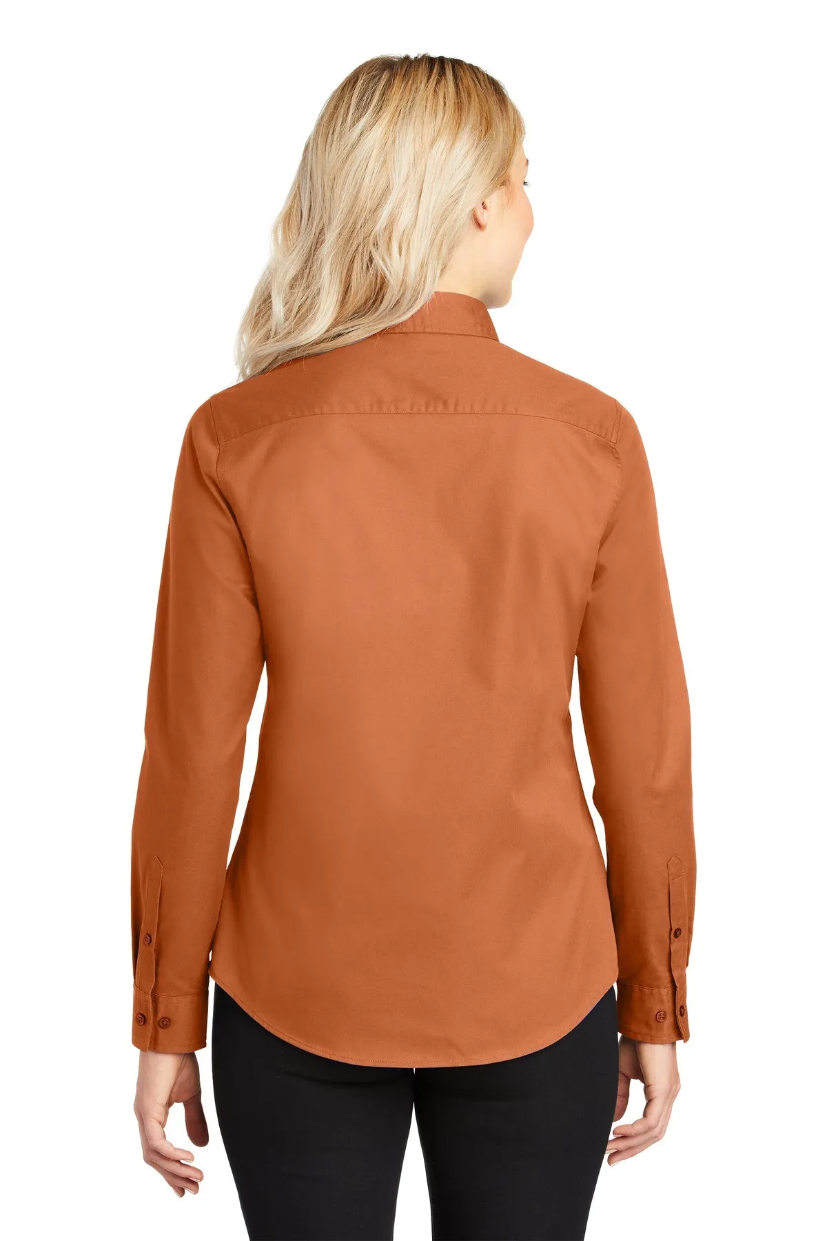 Port Authority Ladies Custom Easy Care Shirts, Texas Orange/Light Stone