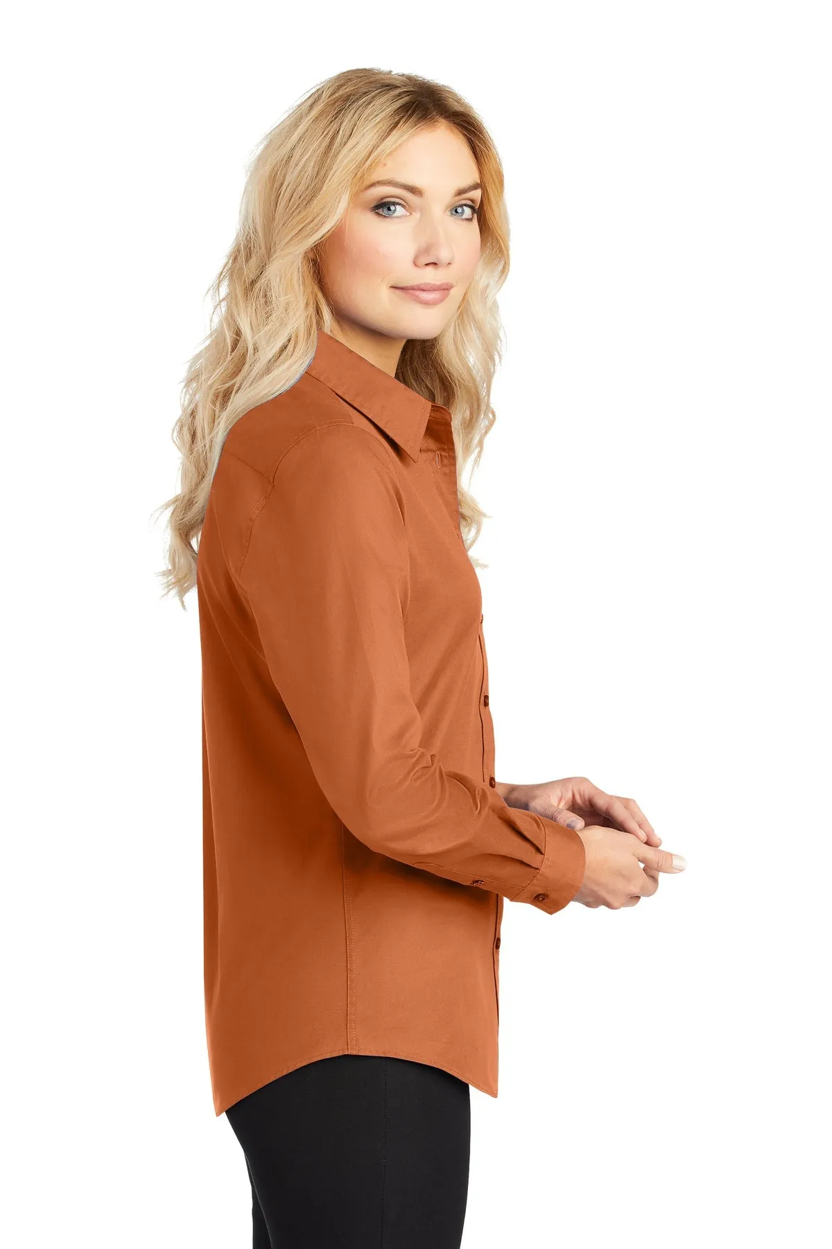 Port Authority Ladies Custom Easy Care Shirts, Texas Orange/Light Stone