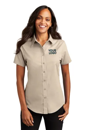 Port Authority Ladies Short Sleeve Easy Care Branded Shirts, Stone