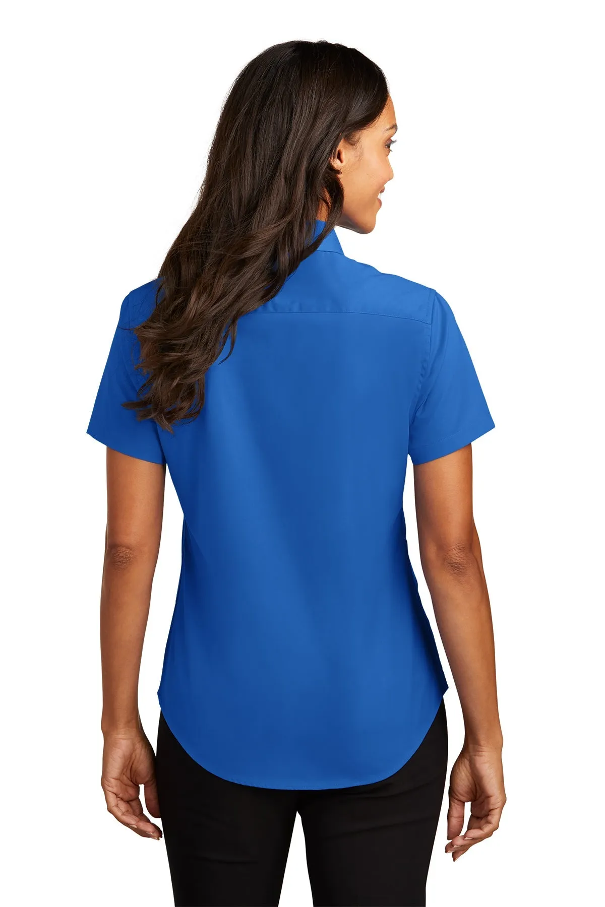 Port Authority Ladies Short Sleeve Easy Care Branded Shirts, Strong Blue