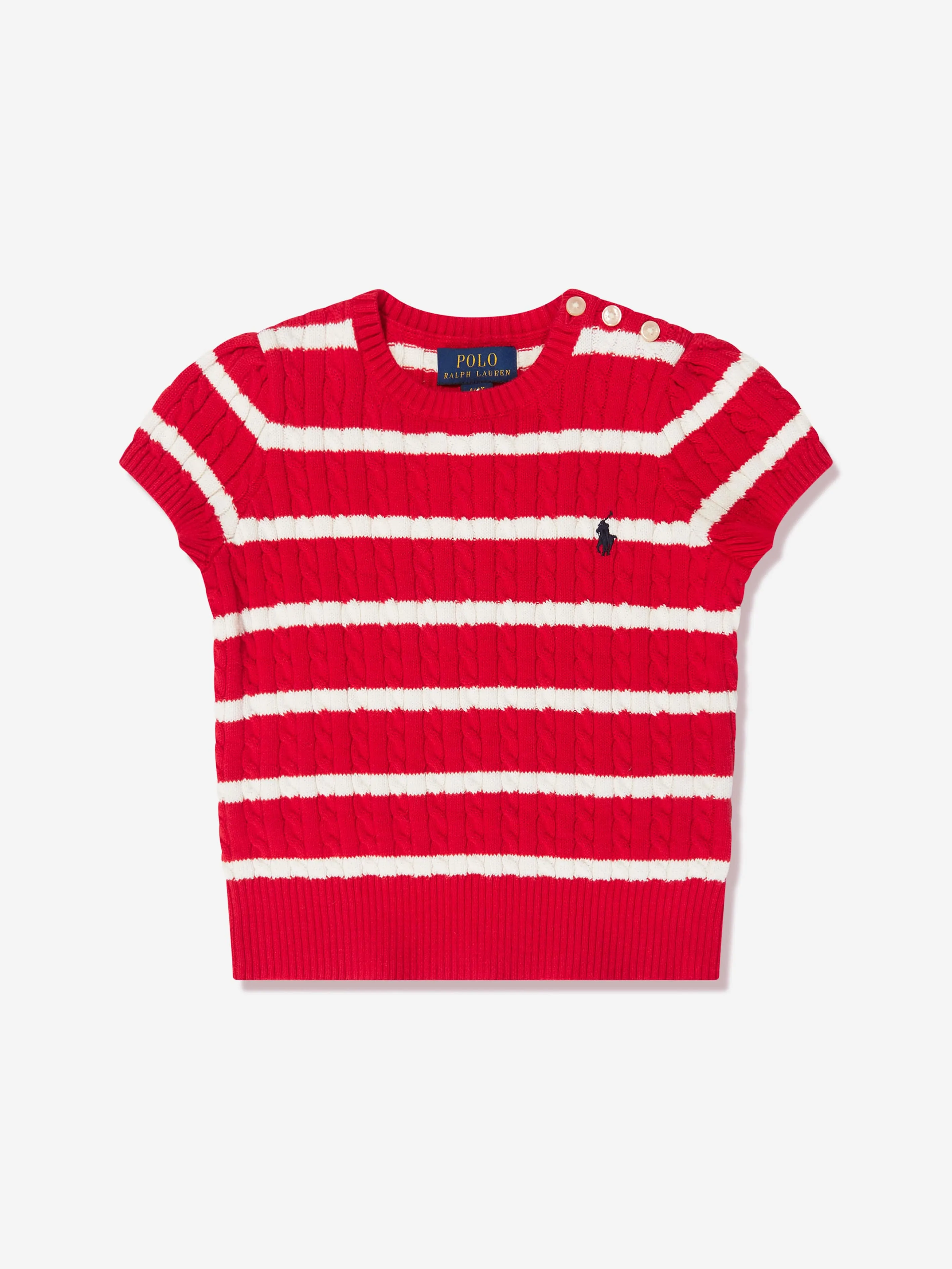 Ralph Lauren Girls Striped Jumper in Red