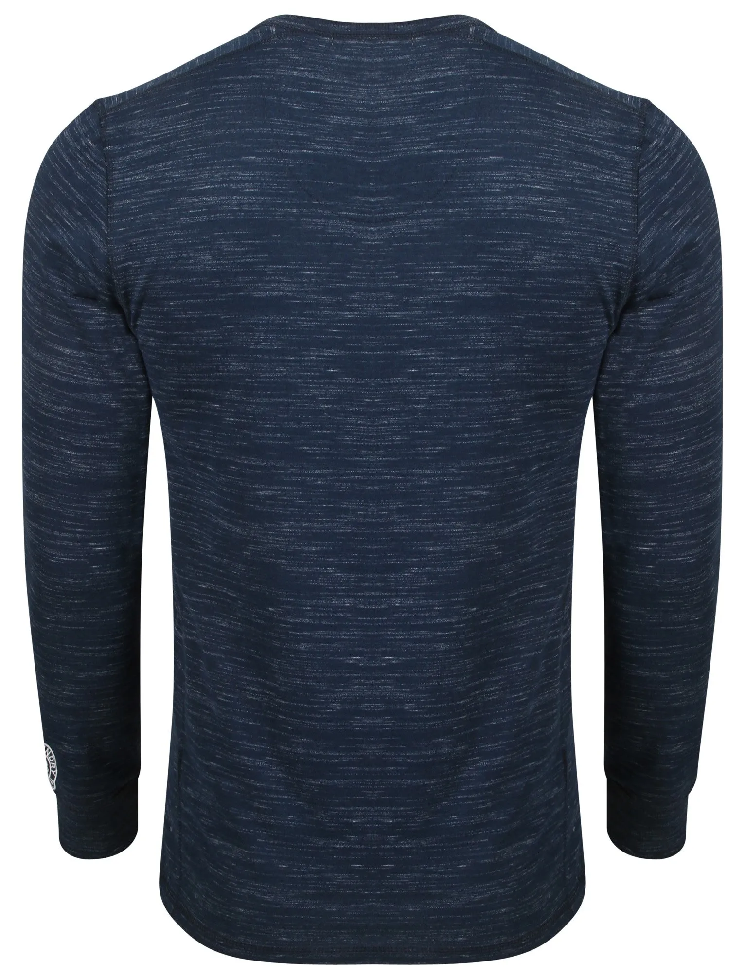 Roswell Peak Injection Marl Long Sleeve Henley Top in Navy - Tokyo Laundry