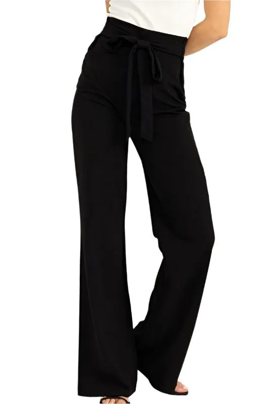 Seeking Sultry High-Waisted Tie Front Flared Pants