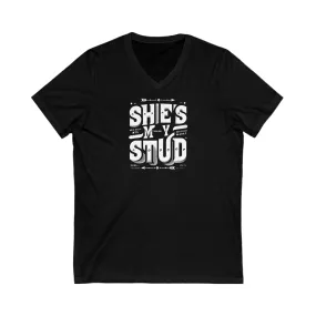 Short Sleeve V-Neck Tee She's my Stud LGBTQ T Shirt