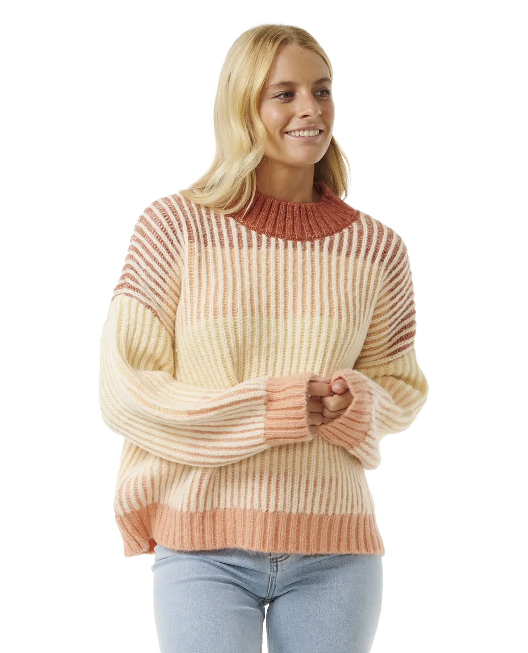 Soleil Rib Knit Jumper in Burnt Red