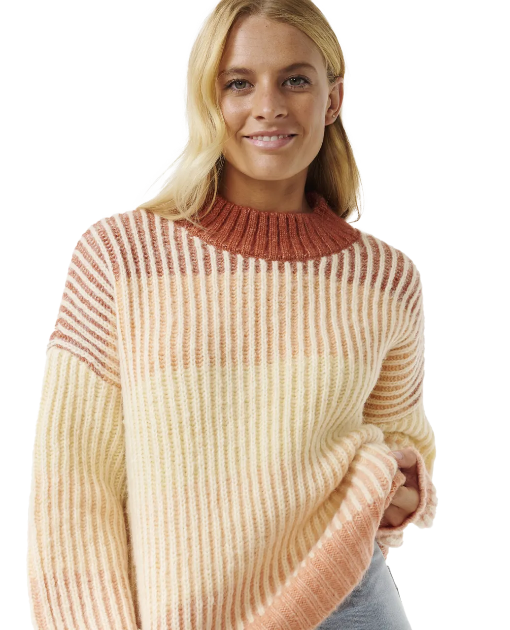 Soleil Rib Knit Jumper in Burnt Red