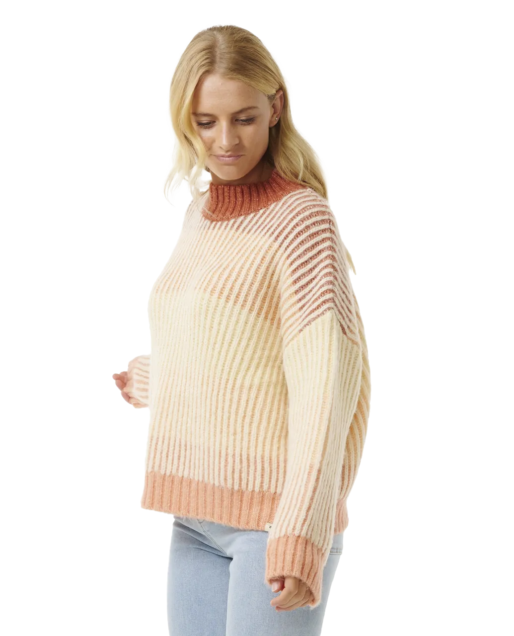 Soleil Rib Knit Jumper in Burnt Red