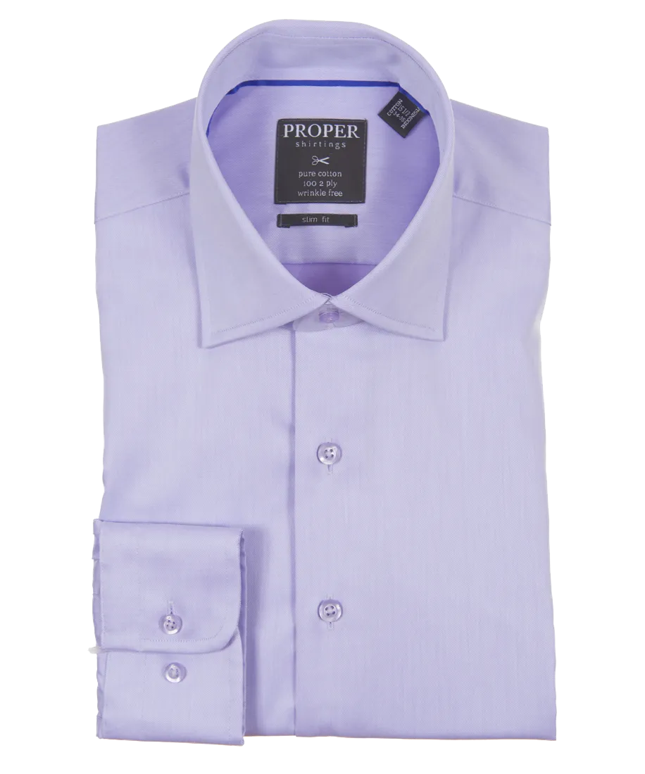 Solid Wisteria Purple Slim Fit Cotton Shirt