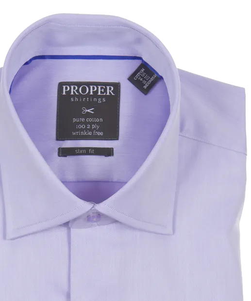 Solid Wisteria Purple Slim Fit Cotton Shirt