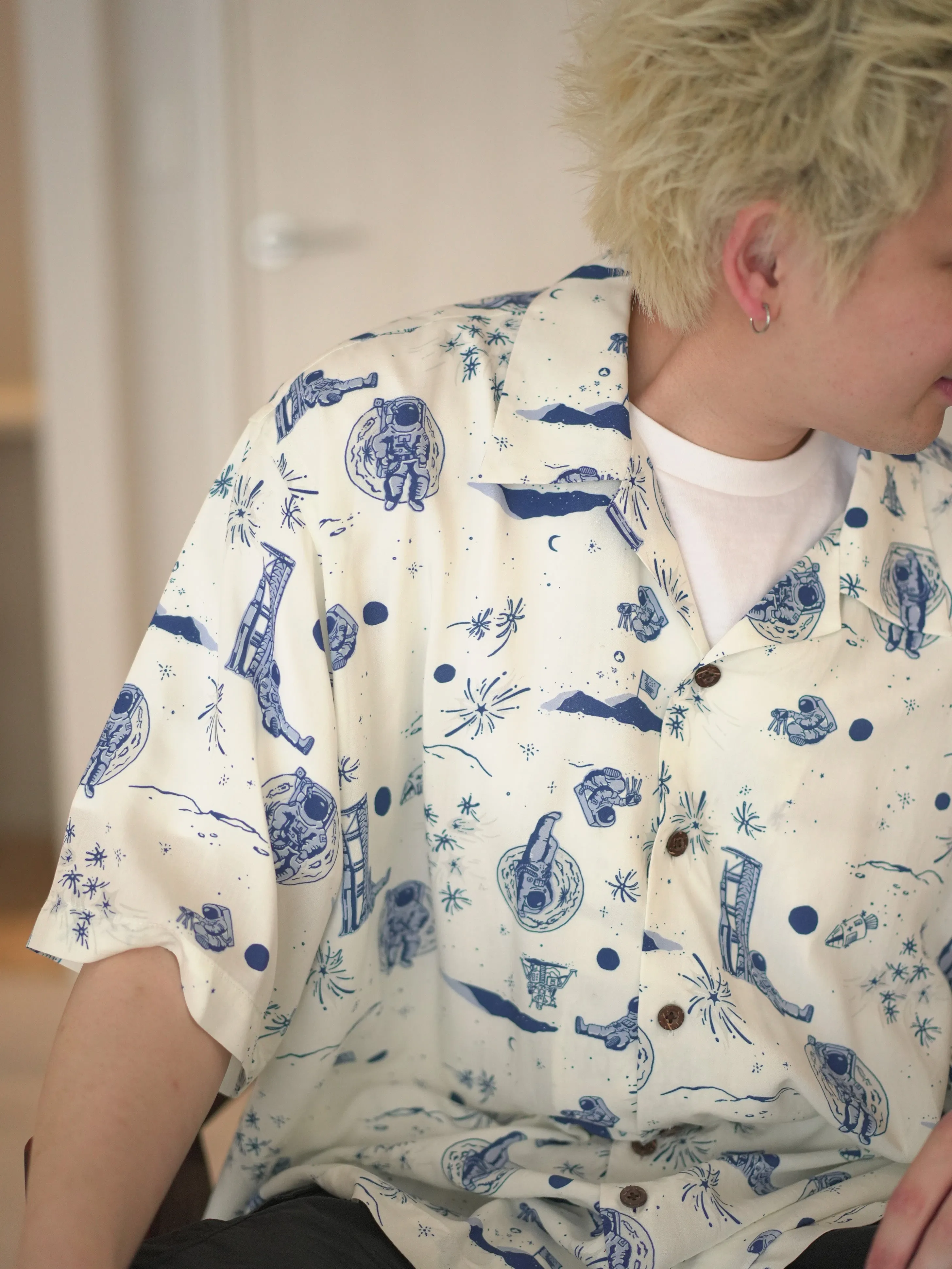 Space Aloha Shirt - WHITE