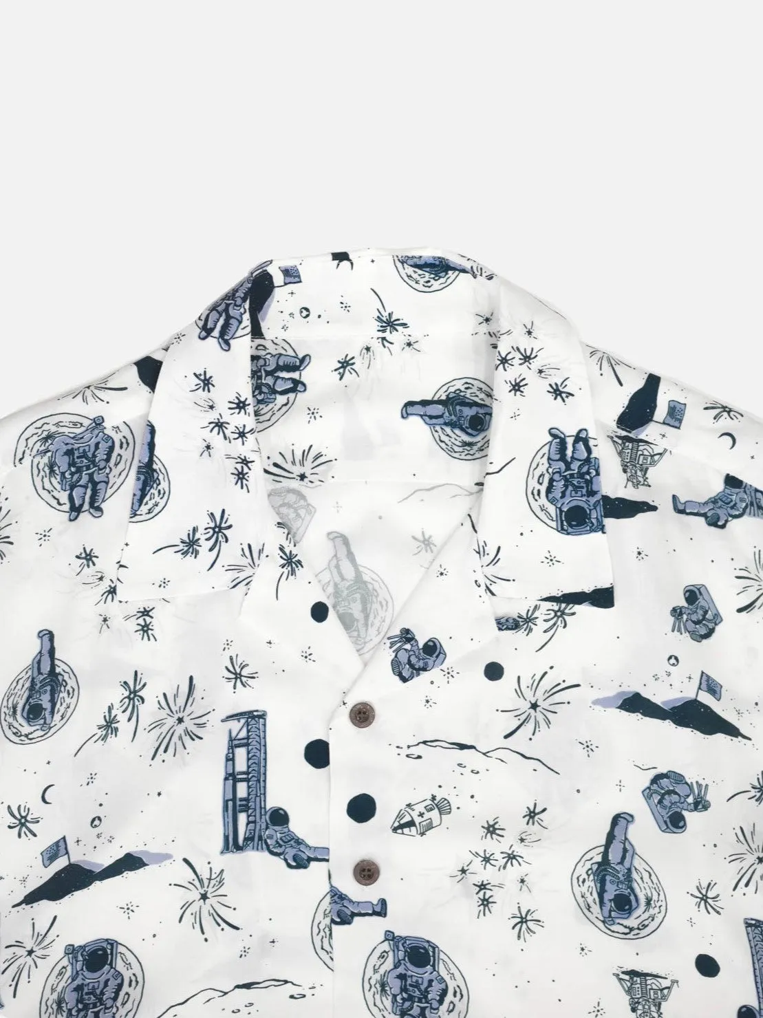 Space Aloha Shirt - WHITE