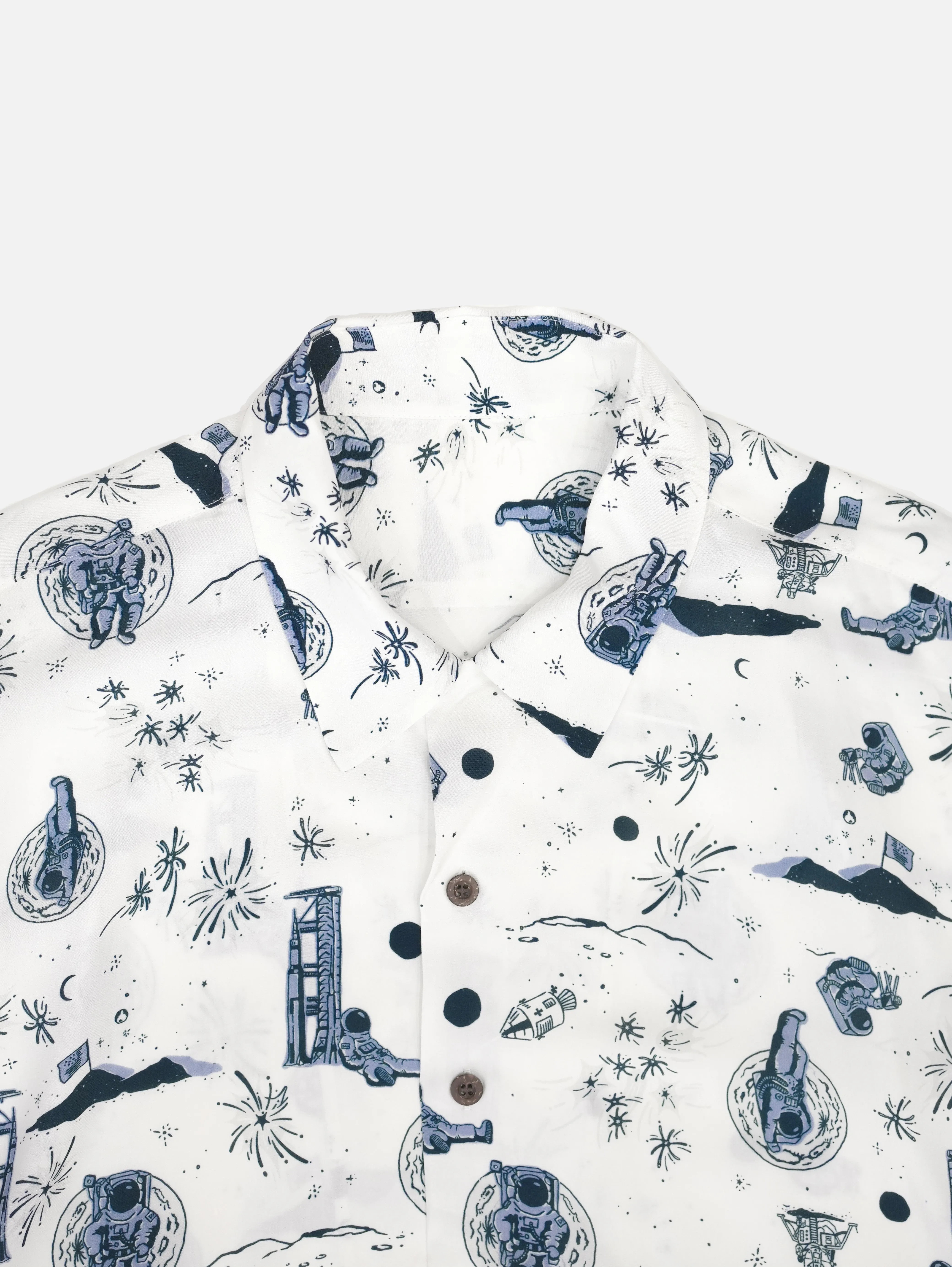 Space Aloha Shirt - WHITE