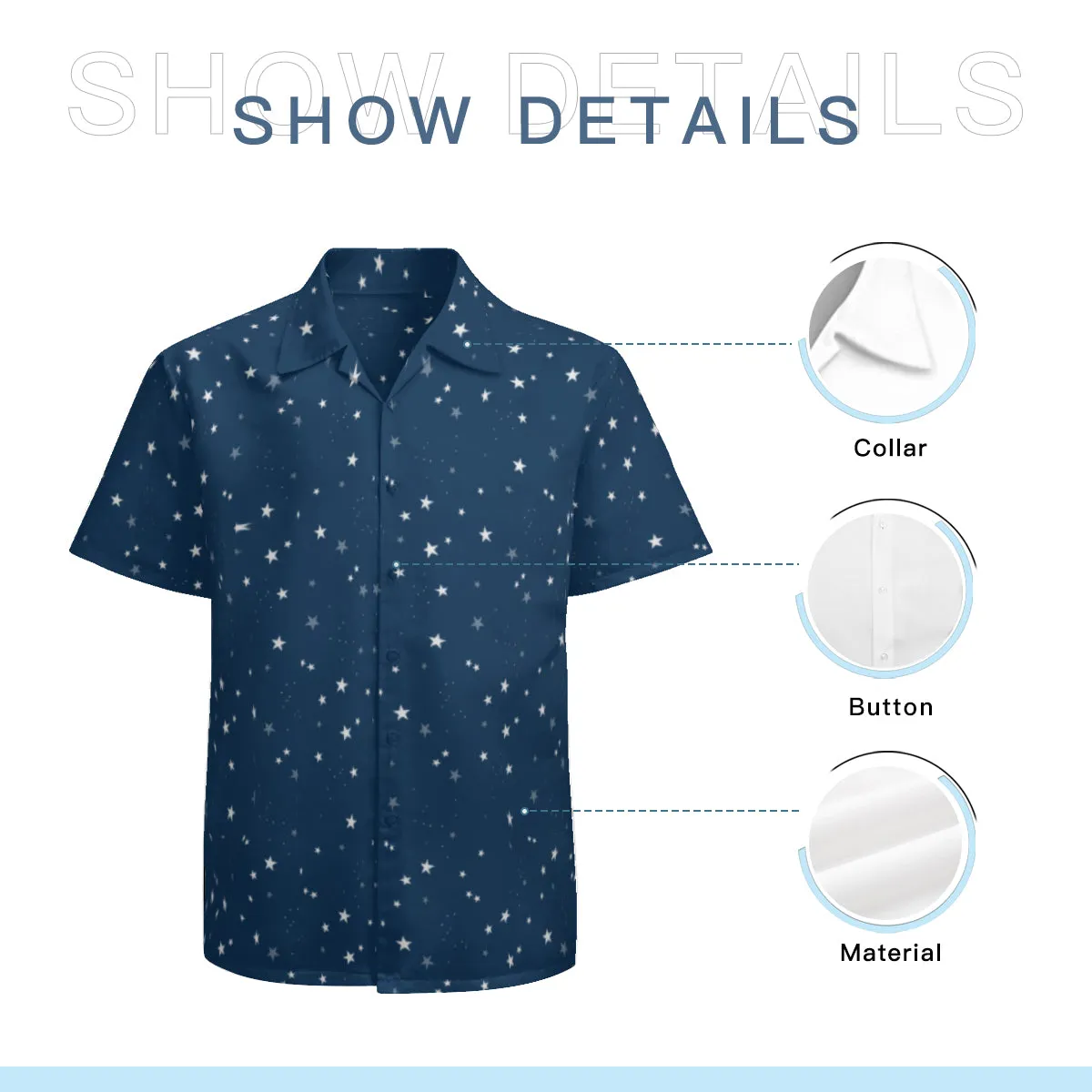 Star Shirt Men, Navy Blue Shirt Men, Short Sleeve Shirt Men, Star Print Shirt, Star Top Men, Gifts for Him, Astronomy Shirt Men