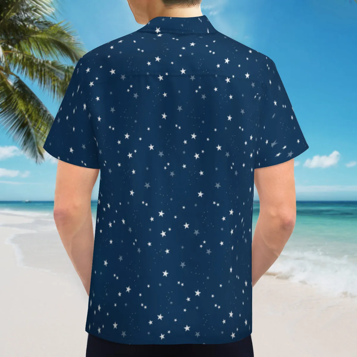 Star Shirt Men, Navy Blue Shirt Men, Short Sleeve Shirt Men, Star Print Shirt, Star Top Men, Gifts for Him, Astronomy Shirt Men