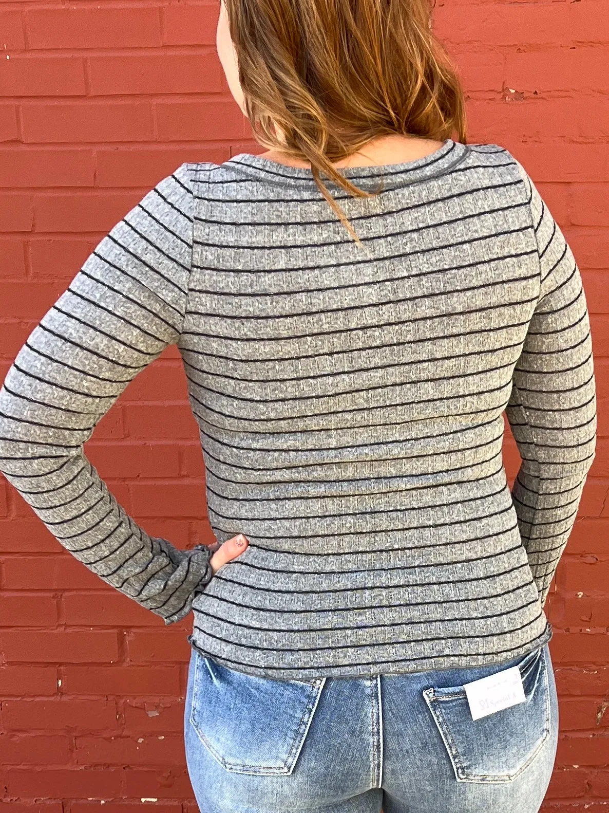 Stripe Henley Long Sleeve