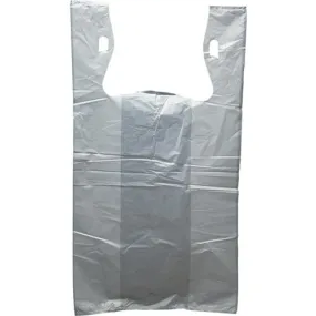 T-Shirt Grocery Bags - 11.5" x 6.5" x 21" - White with Barrel Holes