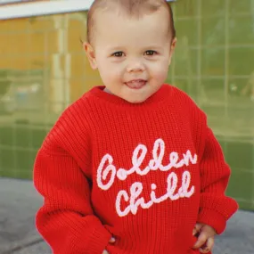 The Golden Child Knit Sweater - Red & Baby Pink