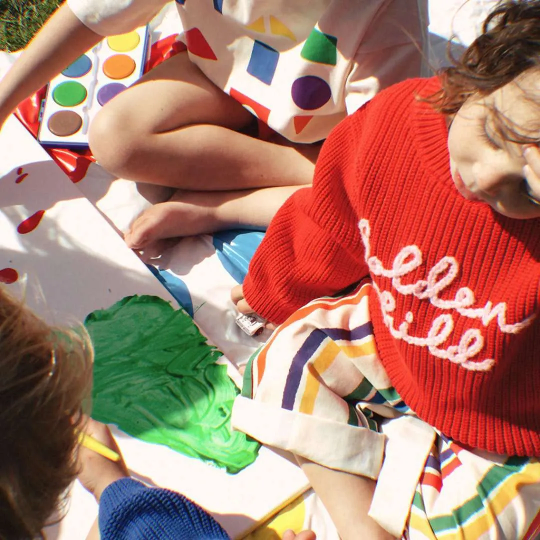 The Golden Child Knit Sweater - Red & Baby Pink