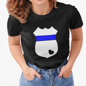 Thin Blue Line Badge Heart Unisex T-Shirt