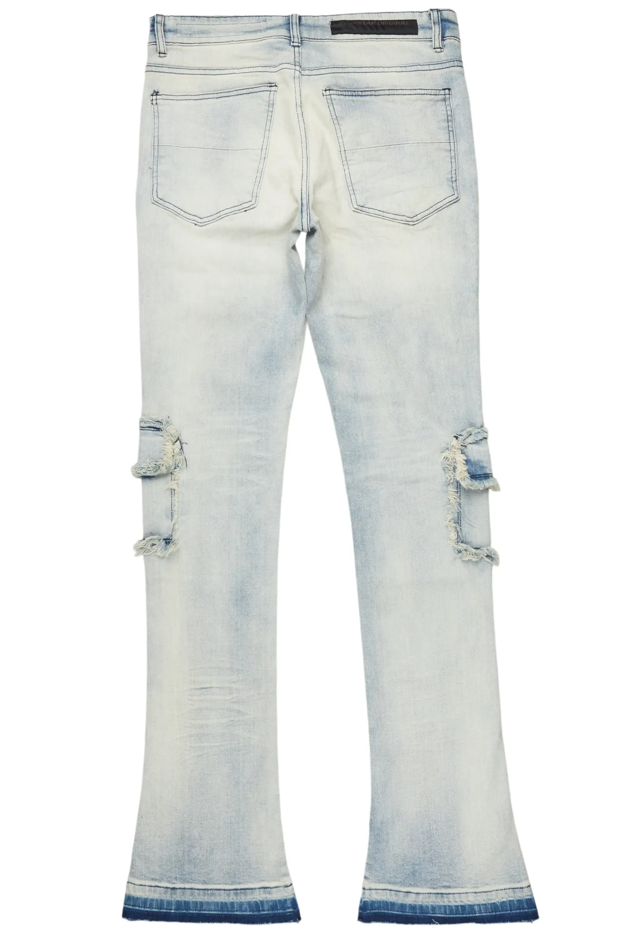 Tyrell Blue Stacked Flare Cargo Jean