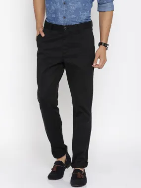 U.S. Polo Assn. Men Black Solid Slim Fit Chinos