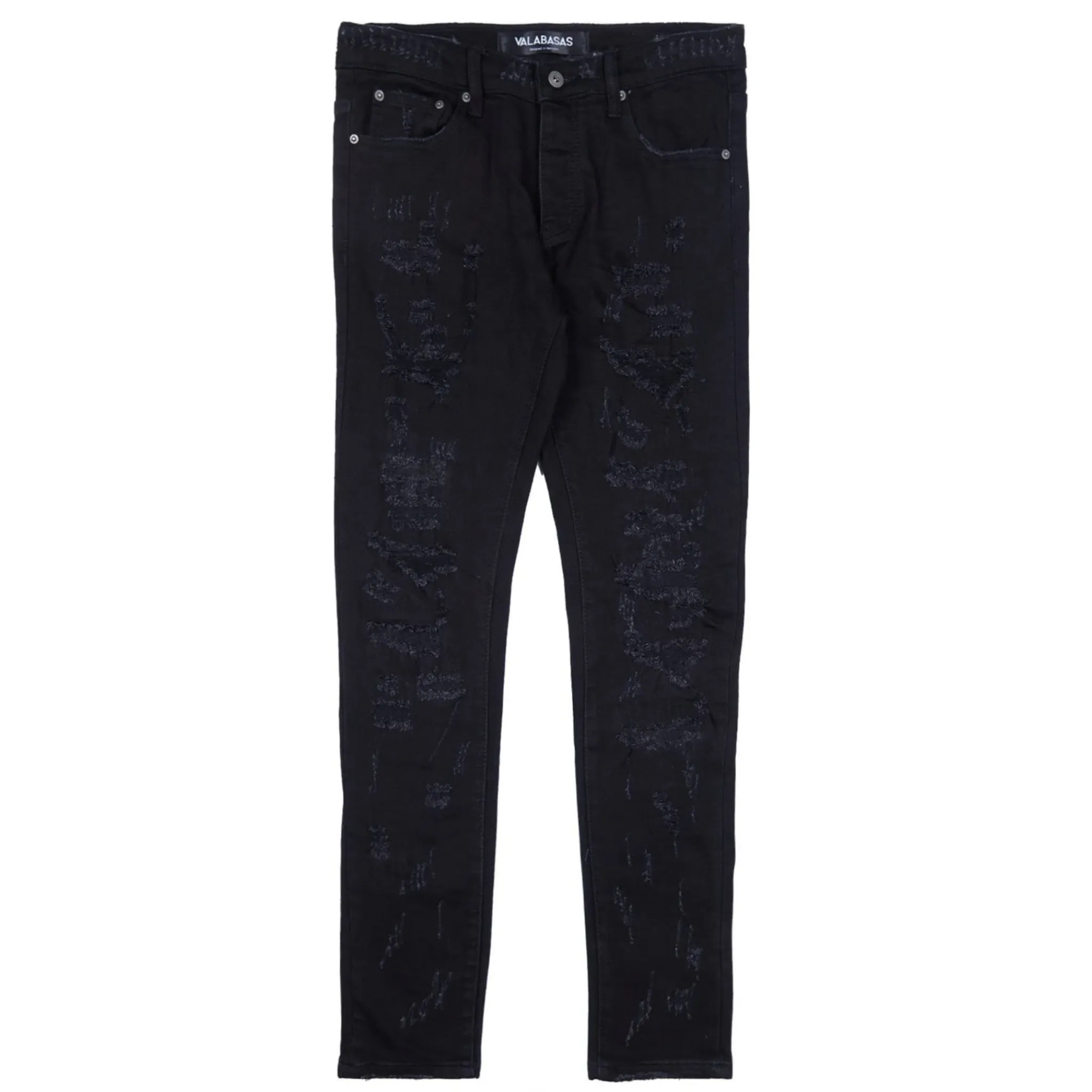 Valabasas Shredded "Skinny" Jeans (Black)