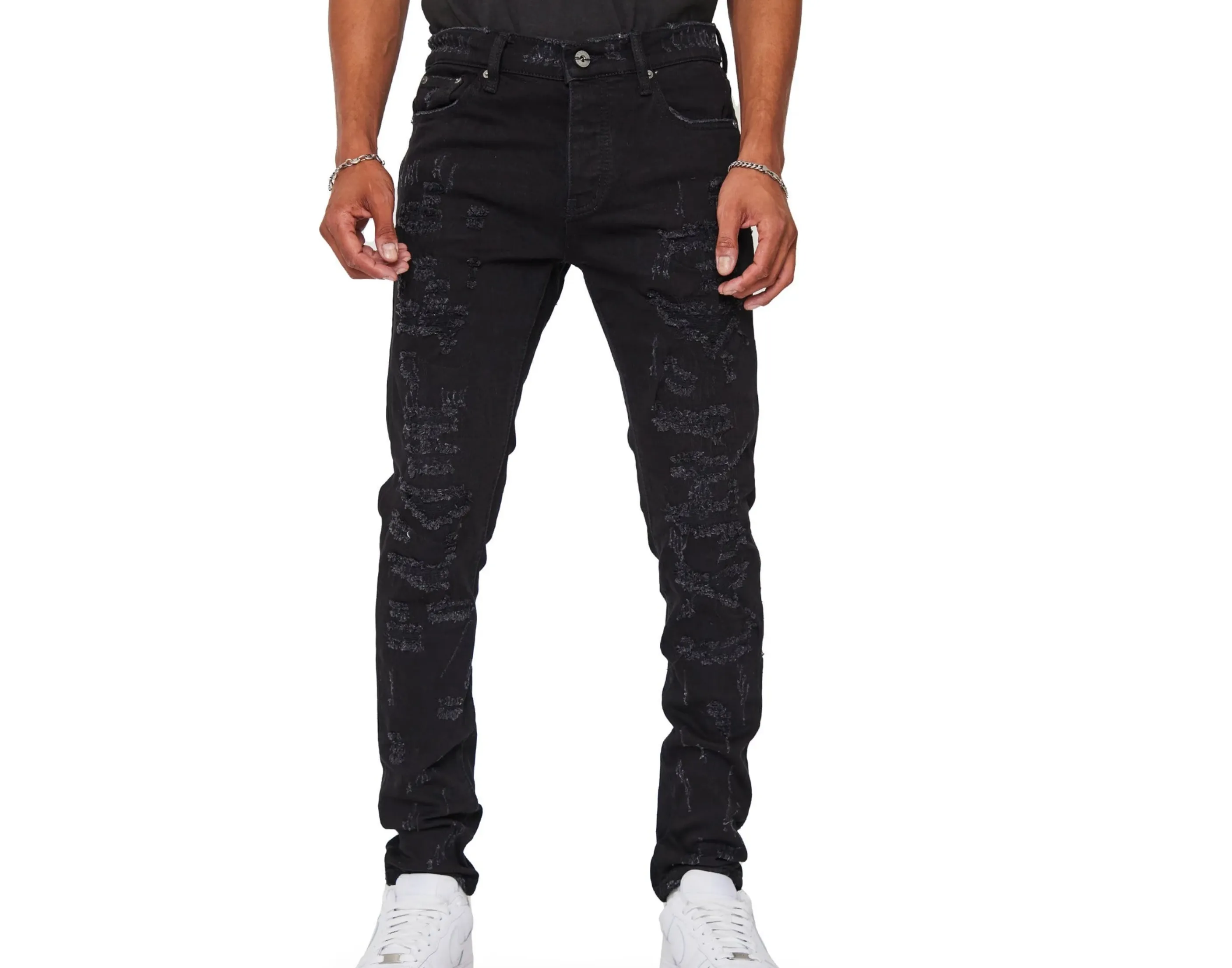 Valabasas Shredded "Skinny" Jeans (Black)