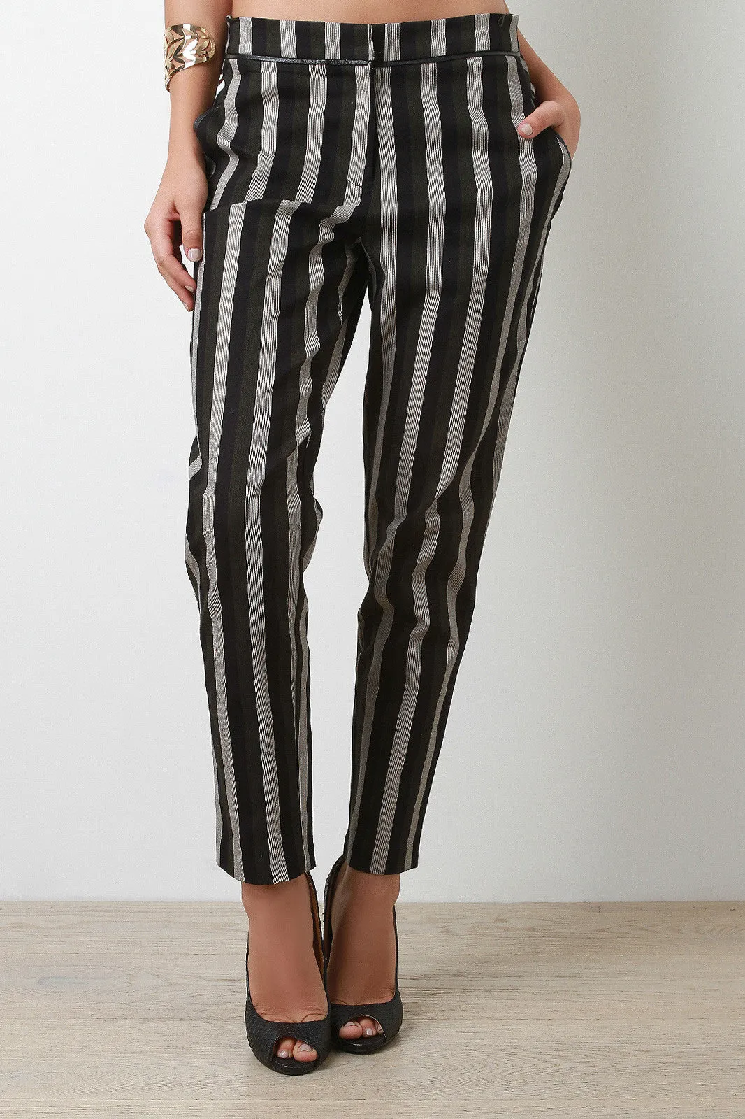 Vertical Striped Trouser Pants